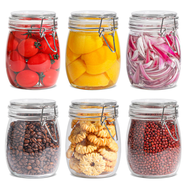 Round Glass Jars with Airtight Lids 25 oz 6 Pack Pickling (6 Count)