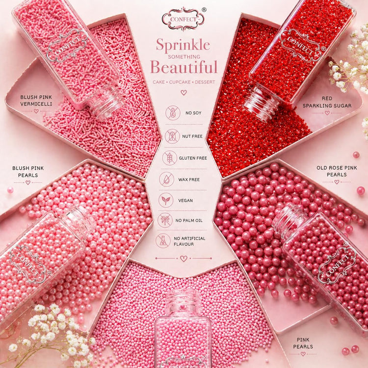 Sprinkles for Cakes & Cupcakes Decoration Assorted pack of 5 Pink Pop Sprinkles Mix Blush Pink (5 Ounce)