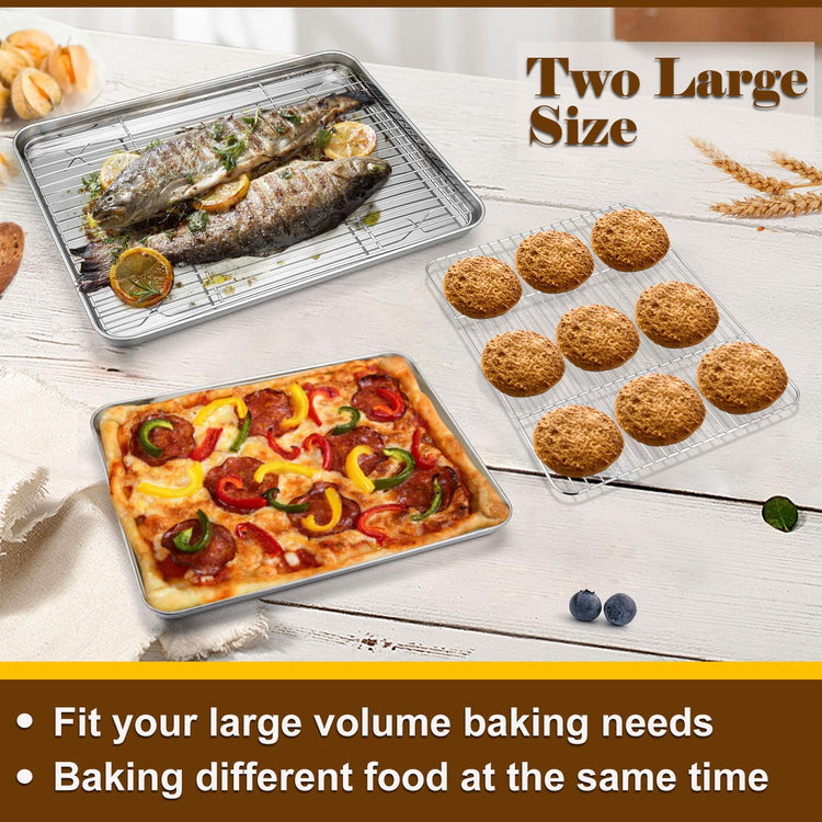 16 + 12.5 Inch Baking Sheet with Rack Set