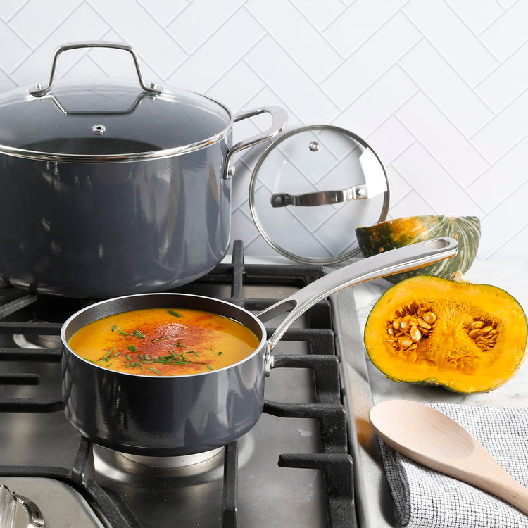 Lockton Premium Nonstick 10 Piece Enamel Heavy Gauge Aluminum Pots and Pans Cookware Set