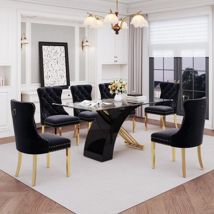 7 Piece Glass Dining Table Set for 6