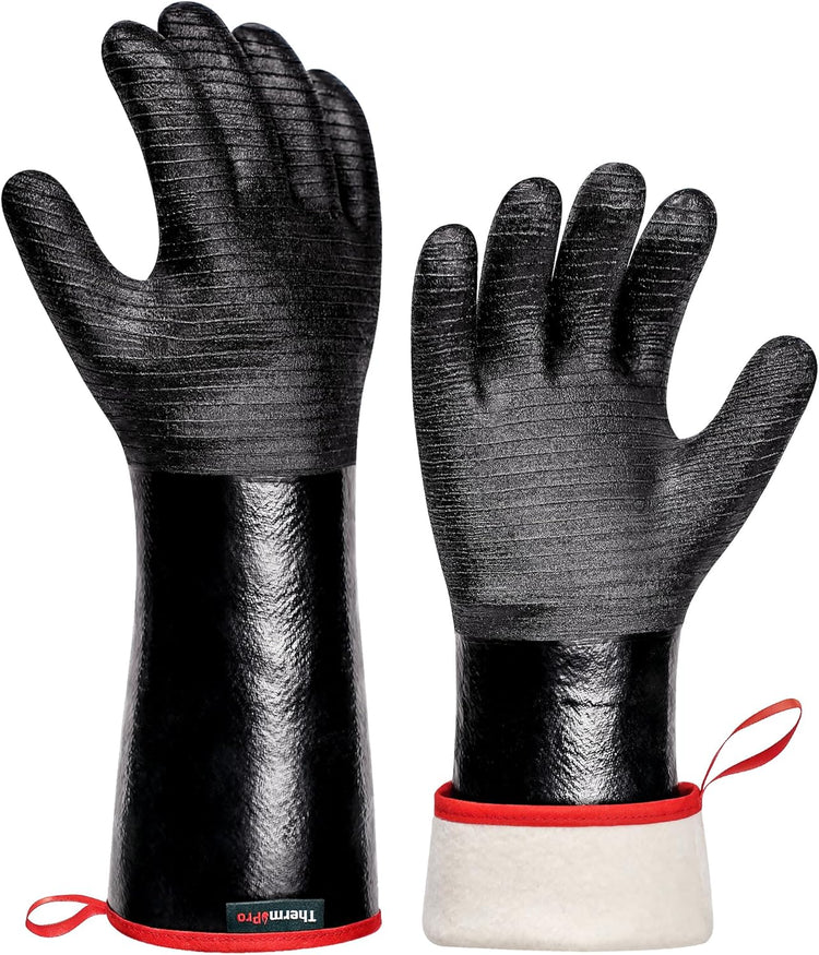 ThermoPro 932°F Heat Resistant BBQ Gloves, 14" Waterproof Oven & Grill Gloves, Oil & Slip-Resistant Neoprene Grill Mitts for BBQ, Fire Pit, Rotisserie, Smoker Accessories Gifts for Men and Women