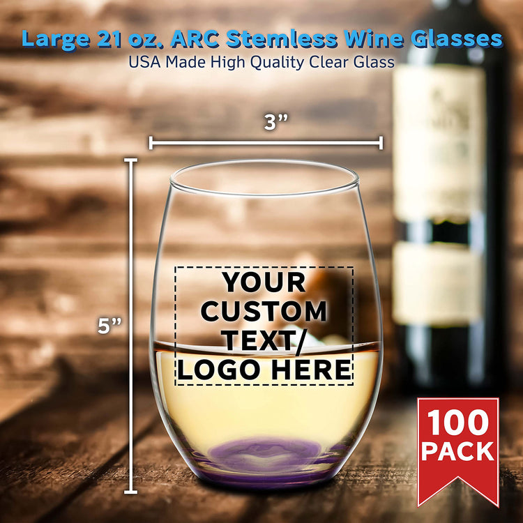 100 ARC Stemless Wine Glasses Set (100 Count)