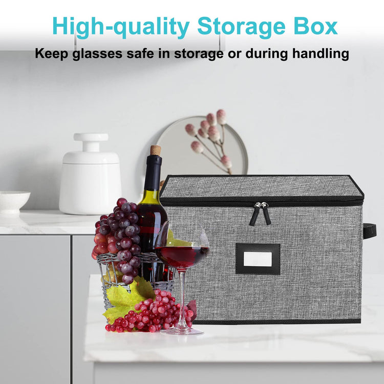 2PACK Quilted Wine Glass Storage Box (2 Count)