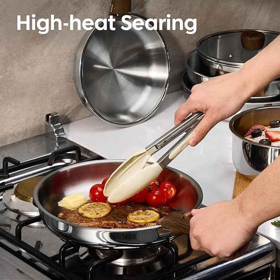 CAROTE 13 PCS Tri-Ply Stainless Steel Cookware Set with Detachable Handle, Pots and Pans Set, Induction Kitchen Cooking Sets, RV/Camping Cookware, Oven Safe
