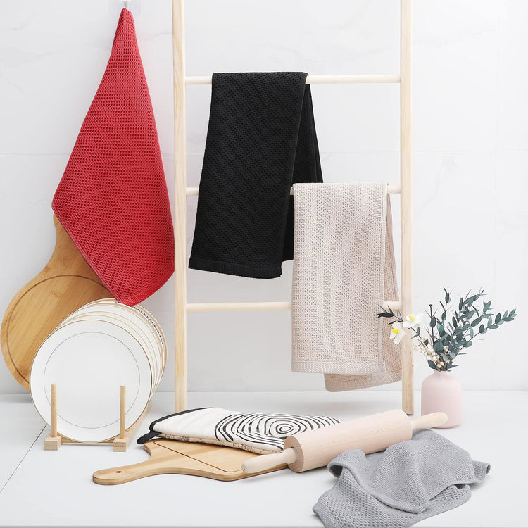 100% Cotton Waffle Weave Kitchen Dish Towels 4 (4 Count)