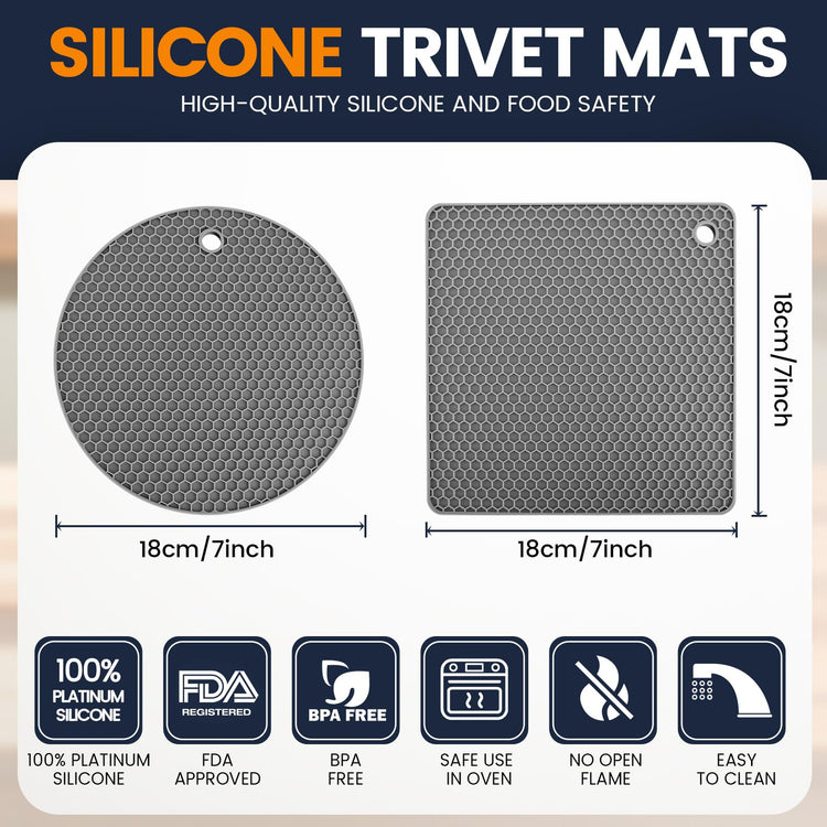 Silicone Trivet Mats 4 Heat Resistant Pot Holders Multipurpose Non