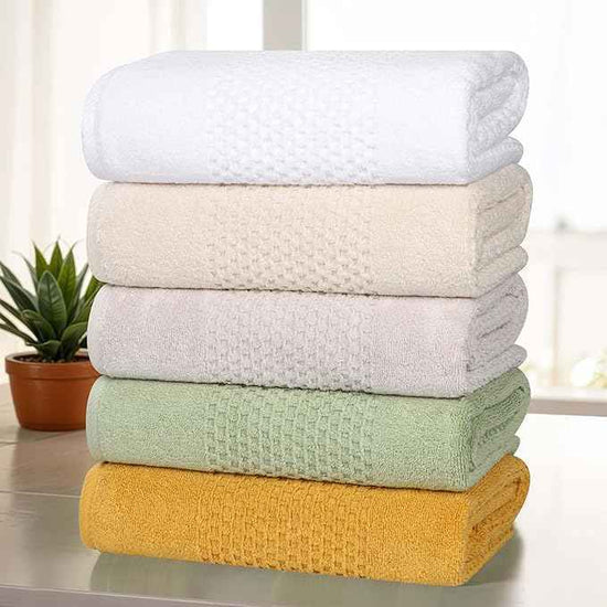 Superior Playa Zero Twist Cotton Medium Weight Towels, for Guest Bath, Bathroom, Shower, Spa, Plush, Quick Dry, Ultra-Soft Towels, Bath Essentials, Waffle Textured, Bath Towels, Set of 2, Ivory