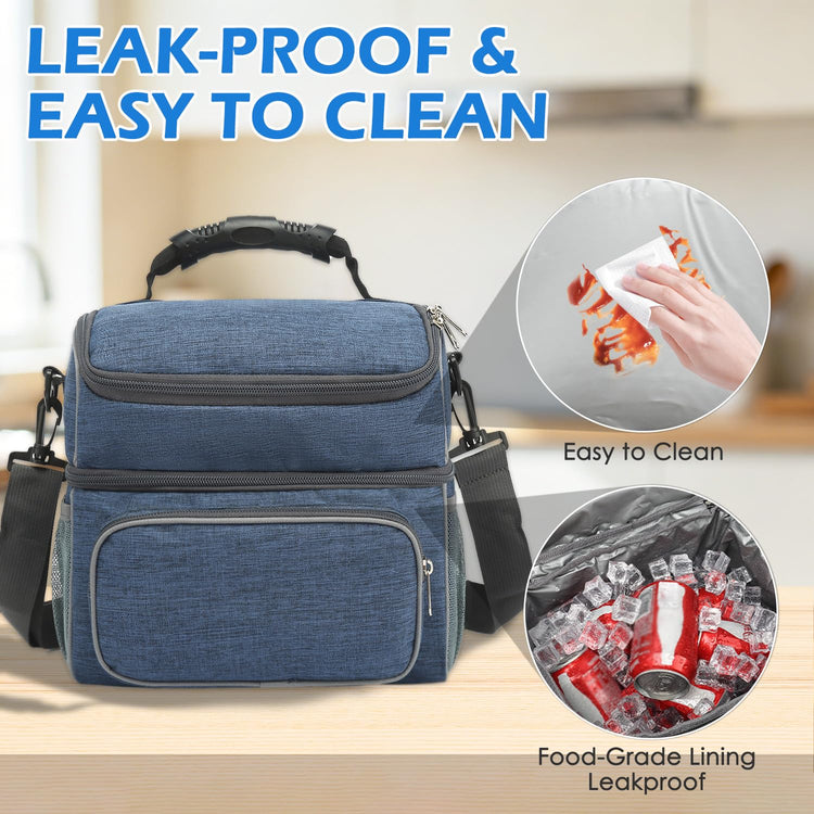 Double Layer Cooler Insulated Lunch Bag Adult Lunch Box Large Tote Bag for Men