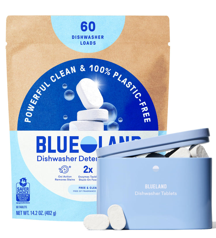 100% Plastic Free Dishwasher Detergent Tablets Set (60 Count)