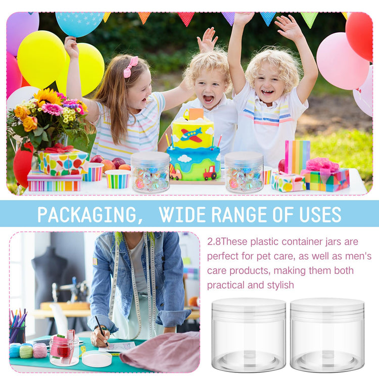 6 Pack Plastic Container with Lids Small Jars Wide Mouth Round Airtight Leak Proof Container for Travel Storage (6 Count)
