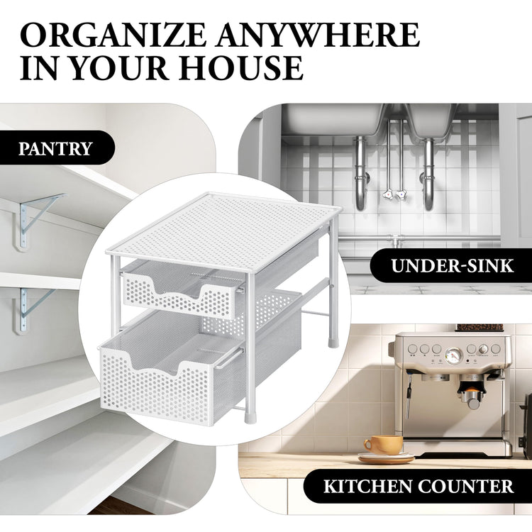 Stackable 2 Tier Sliding Basket Organizer Drawer