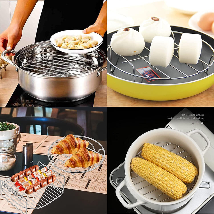 9" Round Cooking Rack Versatile Stainless Steel Grid Grill Steamer Rack