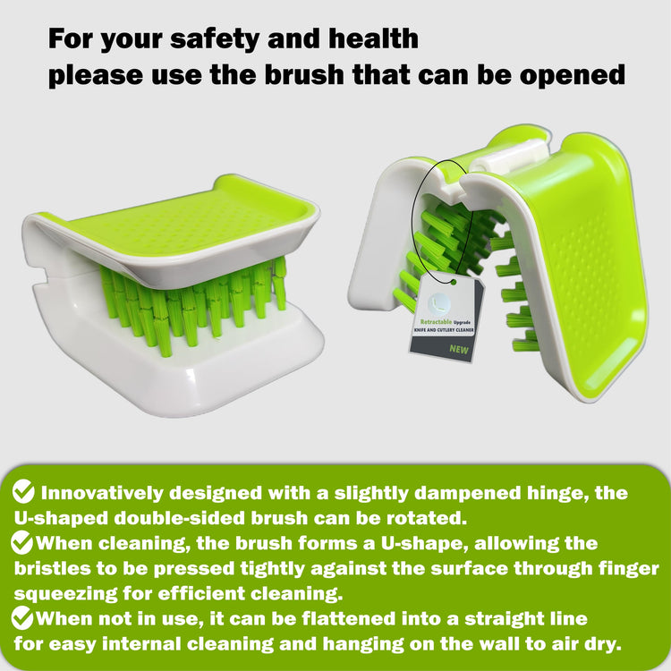 2Pcs Openable BladeBrush Knife and Cutlery Cleaner Brush (2 Count)