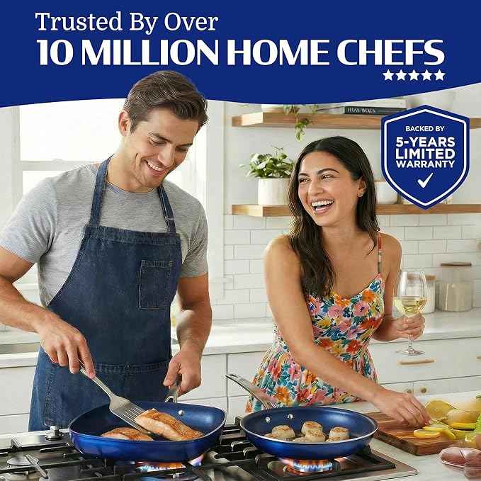 Granitestone Ceraluxe 20 Pc Ceramic Cookware Set Nonstick, Complete Pots and Pans Set Non Stick with 5 Pc Bakeware Set, Deep Frying Pan Set, & Steamer, Non Toxic PFOA Free, Oven & Dishwasher Safe