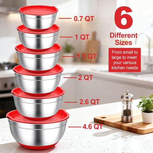 Mixing Bowls Stainless Steel Salad Bowls with Lids