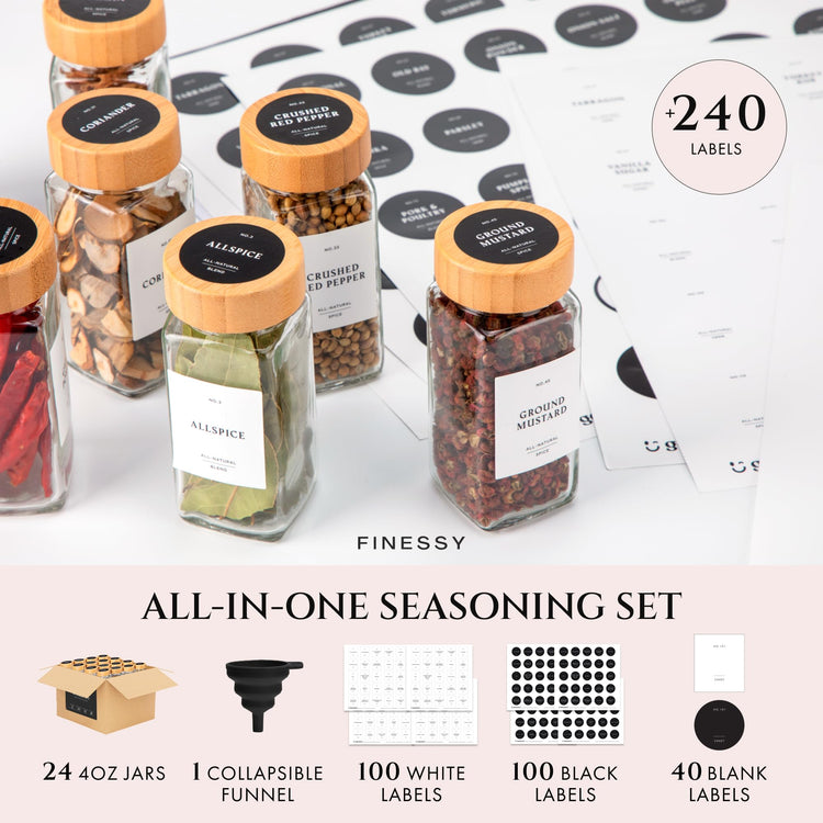 Glass Spice Jars With Bamboo Lids (24 Count)