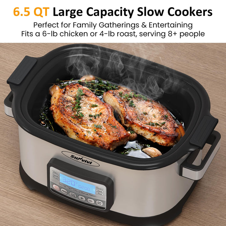 12-in-1 Programmable Slow Cooker 6.5QT with Timer & Keep Warm