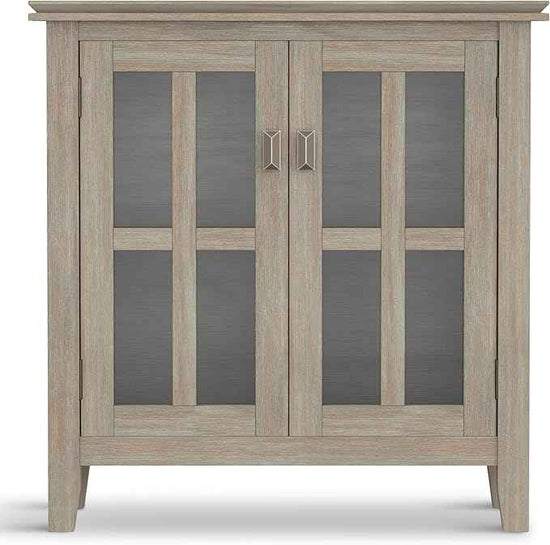 SIMPLIHOME Artisan SOLID WOOD 30 Inch Wide Contemporary Low Storage Cabinet in Distressed Grey, For the Living Room, Entryway and Family Room