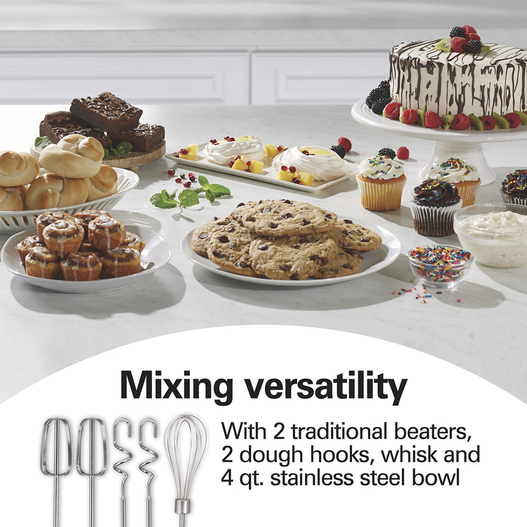 Classic Electric 4 Qt Stand Mixer & Hand Mixer With 6 Speeds