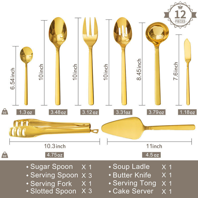 16 piece Large Hostess Serving Utensils Set (12 Count)