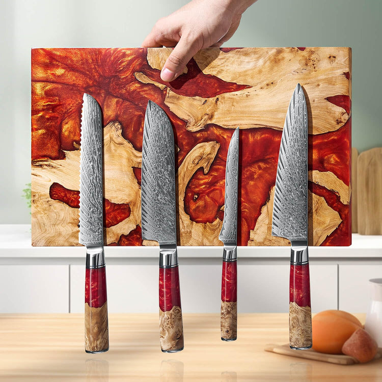 SENKEN "Red Tsunami" Extra Large Magnetic Knife Block