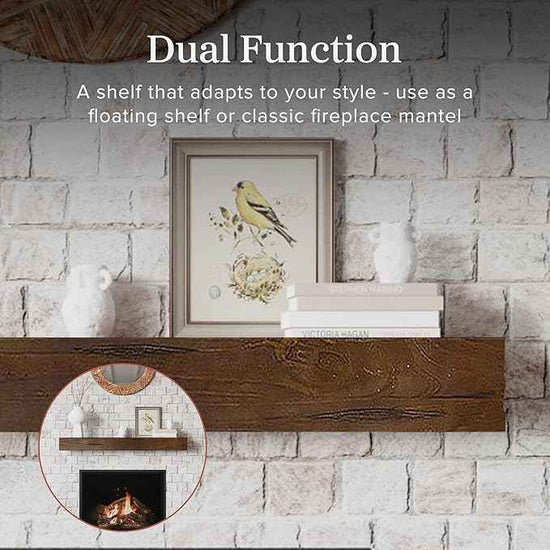 MANTELSDIRECT Breckenridge 72” Fireplace Mantel Shelf with Corbels – Rustic Floating Mantel Shelf for Over Fireplace – Grey Rustic - Wood Shelf for Wall – Pine Box Construction