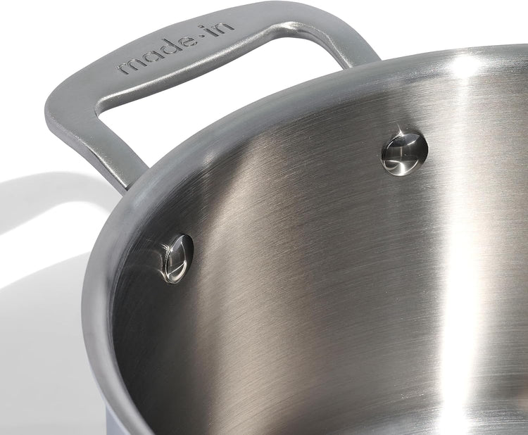 Made In Cookware - 6 Quart Stainless Steel Stock Pot With Lid - 5 Ply Stainless Clad - Professional Cookware - Crafted in Italy - Induction Compatible - Nestoria