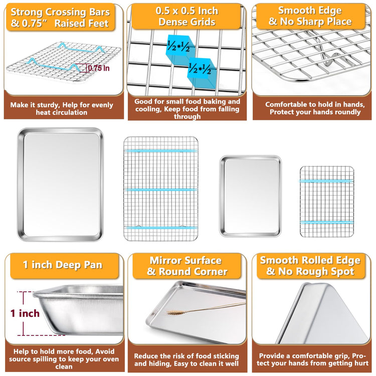 16 + 10.4 Inch Baking Sheet Pan and Cooking Rack