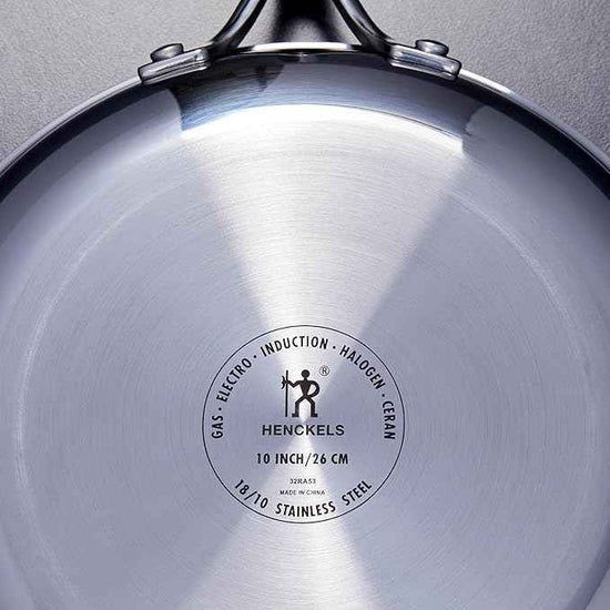 HENCKELS Paradigm 5-pc Cookware Set, Nonstick Frying Pan and Silicone Utensil Set, 3-Ply Stainless Steel Skillets for Induction Cooktop, Gas & Electric Stovetops – Dishwasher Safe & Oven Safe