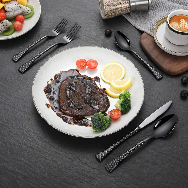 Hammered Black Silverware Set (20 Count)
