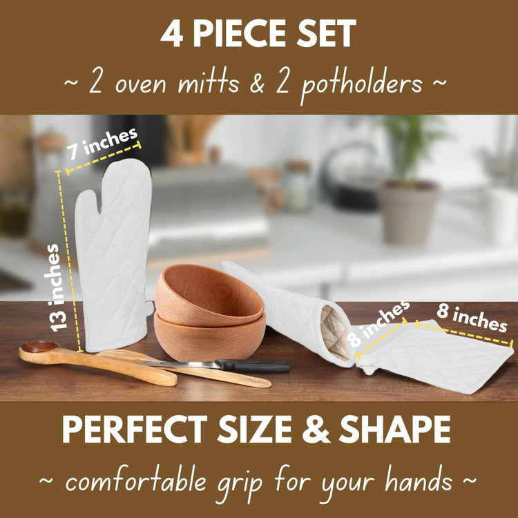 4 Piece Set 2 Oven Mitts & 2 Potholders (4 Count)