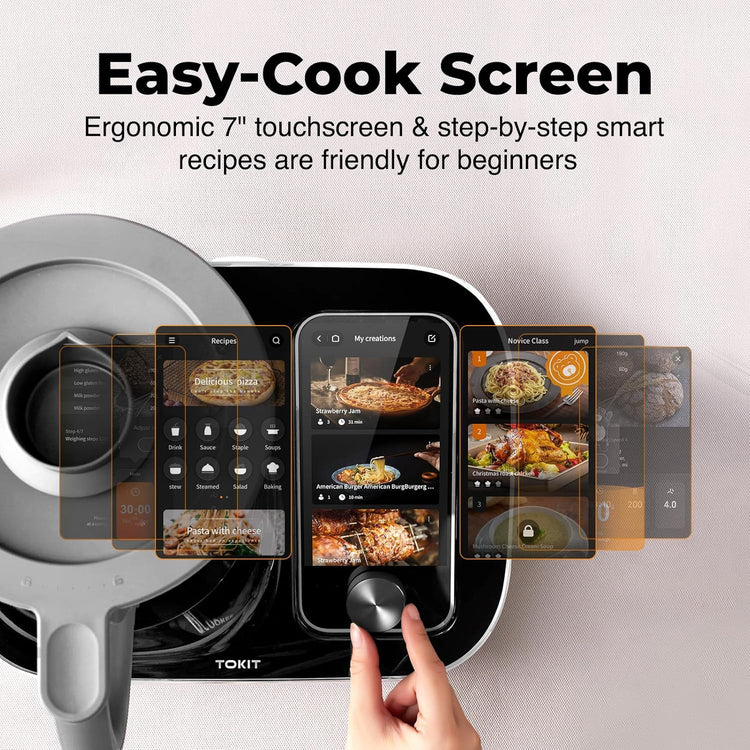 TOKIT Omni Cook C2 Smart Cooking Robot Food Processor Thermomix Automatic Cooking Machine 21 Functions AI Cooker Robot- Blender, Stirrer, Fry, Steamer, Chopper, Cutter, 3000+ Free Recipes, 95°F-356℉