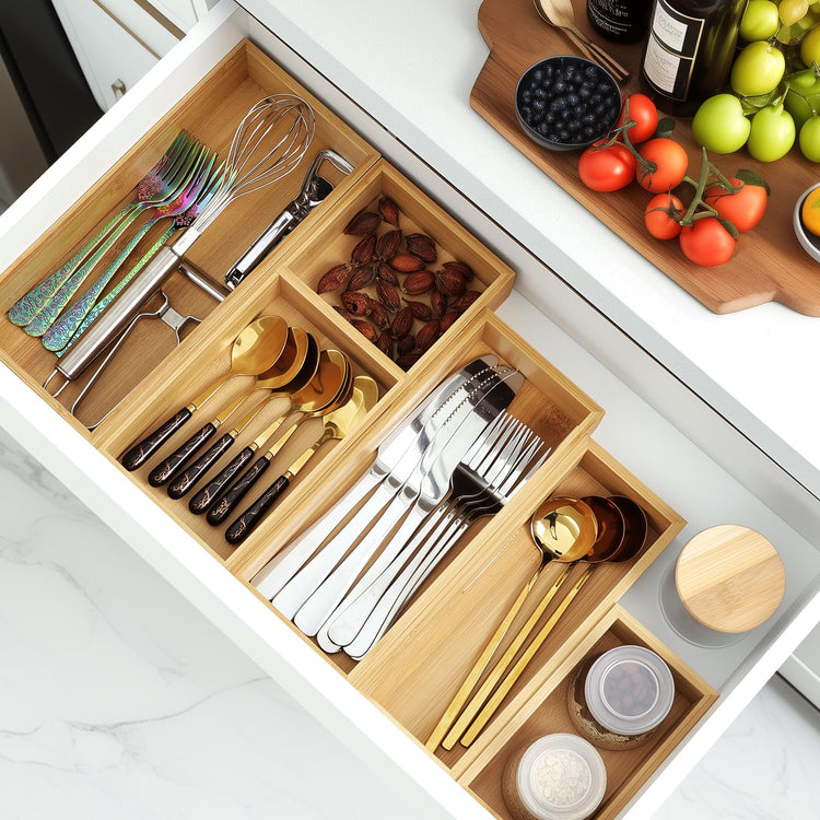 Bamboo Drawer Organizer Set (5 Count)