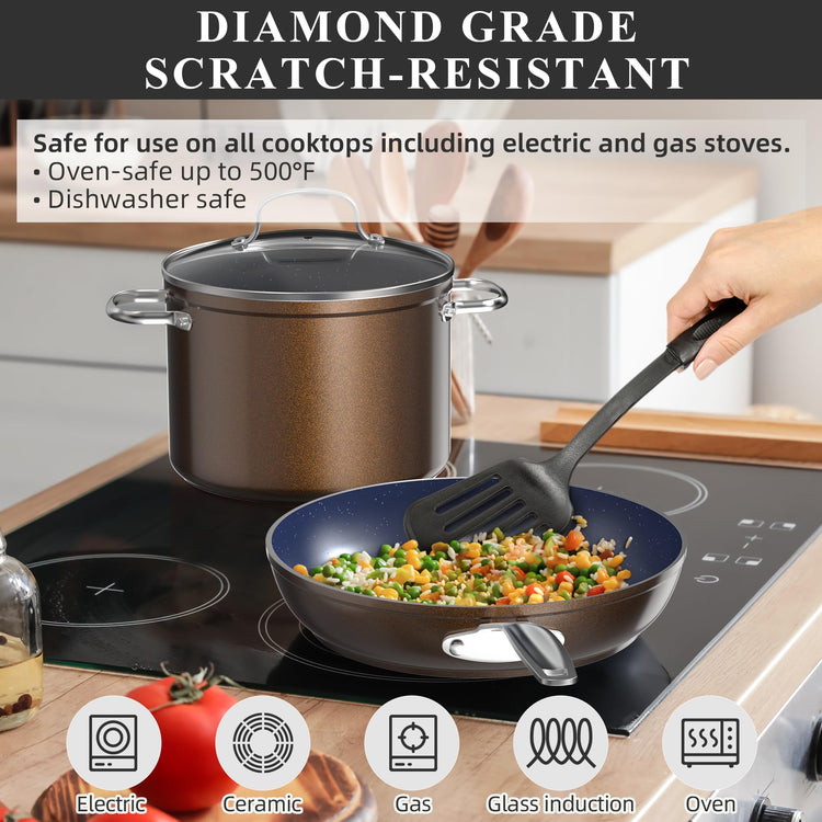 Healthy Duralon Blue Ceramic Nonstick Cookware Set