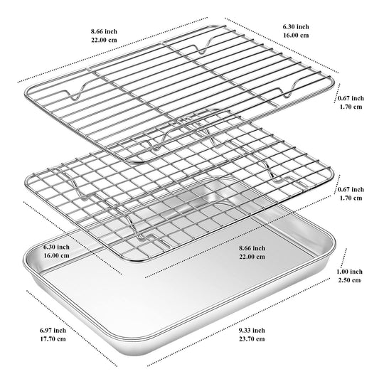 Stainless Steel Baking Sheet Cookie Sheet Pan with Cooling Rack Set of 4