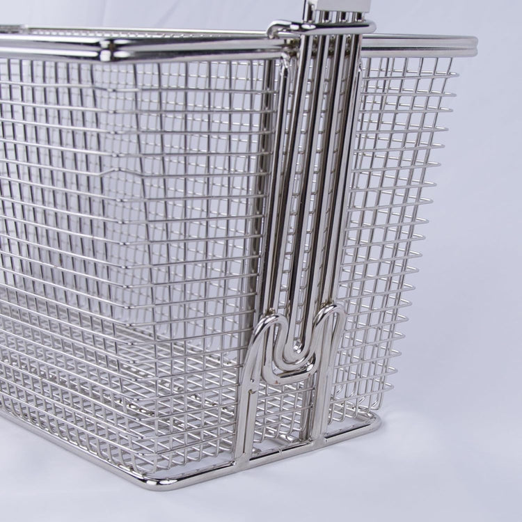 CLIVIA Deep Fryer Basket Only, 4 Pack Commercial Fry Baskets with Handle and Front Hooks, 13¼" x 6½" x 6" Frying Basket for Natural Gas Liquid Propane Deep Fryer