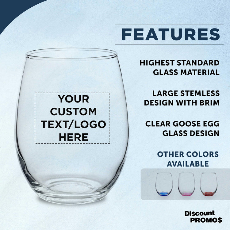 Custom Stemless Wine Glasses in Bulk by ARC Perfection (100 Count)