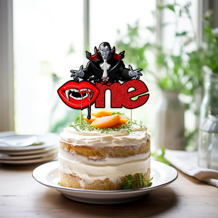 Vampre One Cake Topper with Spooky Fantasy Gothic Theme Design