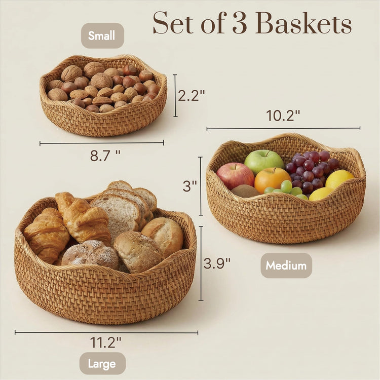 Rattan Bread Basket (3 Count)