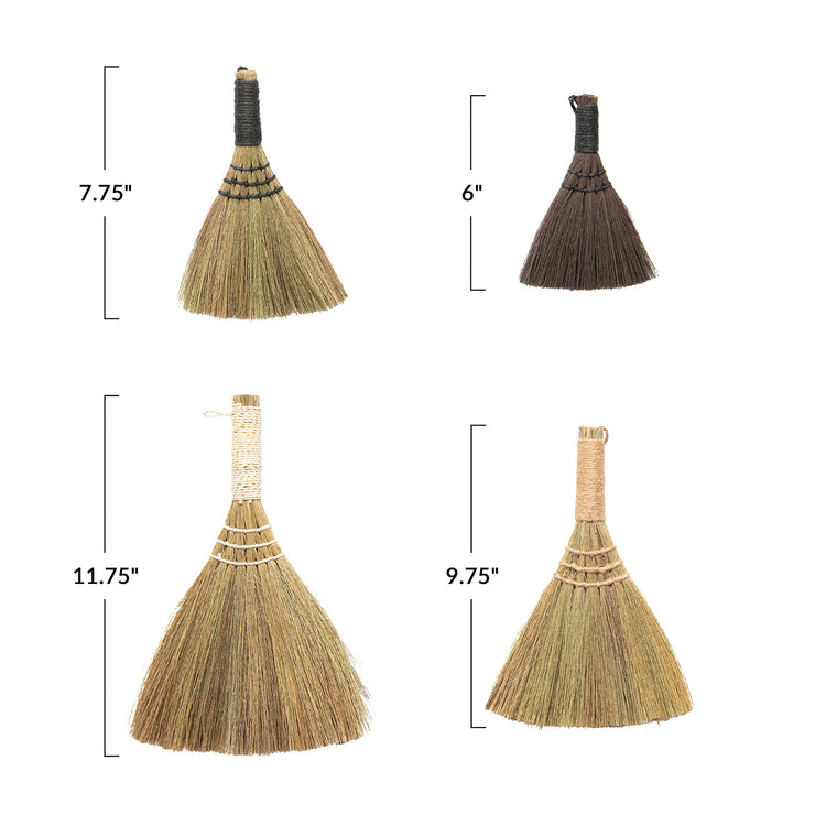 Whisk Brooms with Yarn Wrapped Handles (4 Count)