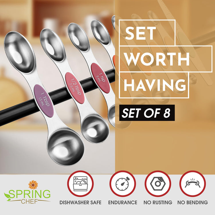 Stainless Steel 8 Magnetic Measuring Spoons Set