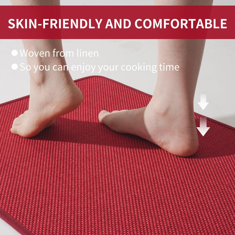 Extra Long Kitchen Runner Rugs Kitchen Mat Non Slip Red 17"x95" (14.397 Sq Ft)