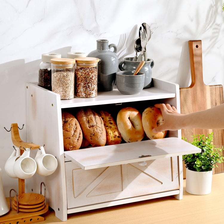 Bamboo Corner Bread Box for Kitchen Countertop 2