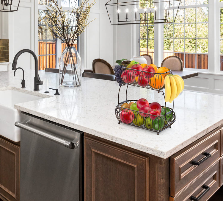 2 Tier Countertop Oblate Fruit Basket Holder (24 Count)