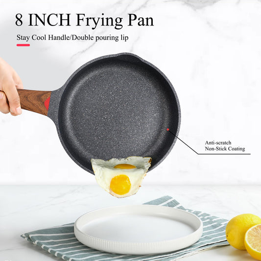8 Inch Nonstick Frying Pan Skillet with Lid