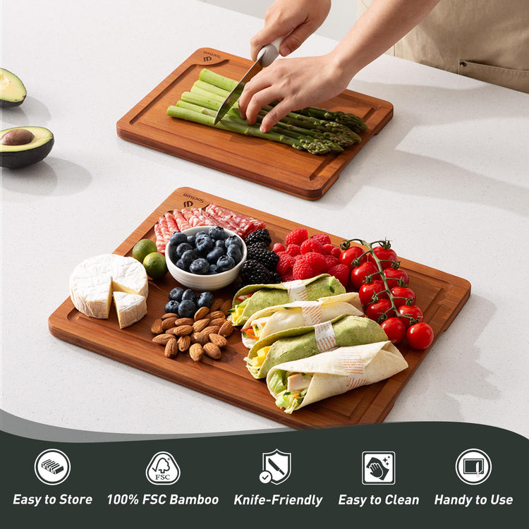 Bamboo Cutting Board Set Non Slip Feet Over Sink Day Gifts Best Mama Mommy Bonus Busy Mom Ever Christmas Xmas Birthday Law Step Stepmom Stepmother Who Have Everything Good Unique Useful Present (2 Count)
