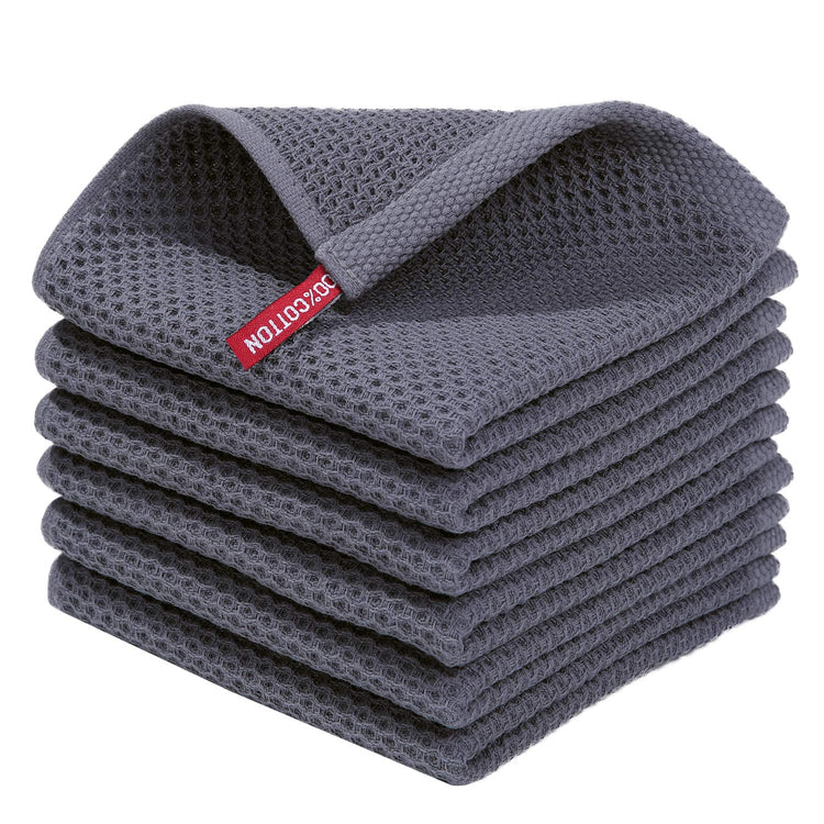 100% Cotton Waffle Weave Kitchen Dish Cloths 6 (6 Count)