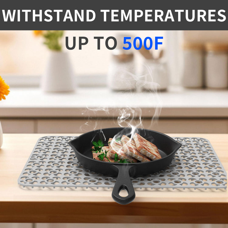 2PCS Sink Mats Sink Protectors Dish Racks Dishwasher Safe Grid Mats for Kitchen Sink Silicone Protect Sink from Stains Damage Scratches Non Slip Heat Resistant Rust Resistant 11"X12" Grey (2 Count)