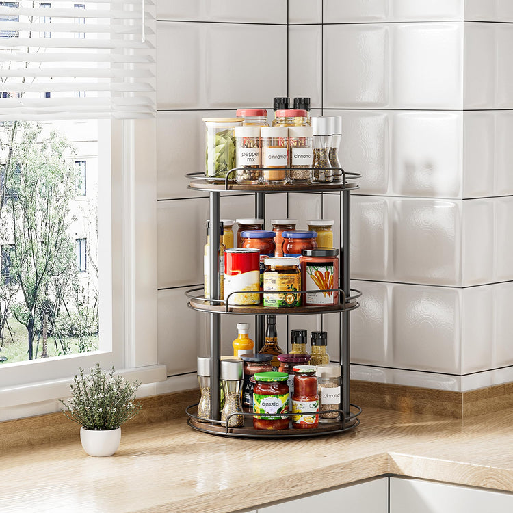 12'' Wood Lazy Susan Turntable Organizer for Cabinet